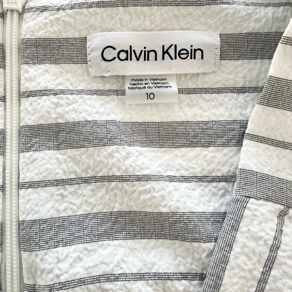 Calvin Klein Gray White Stripe Wrap Maxi Dress Size 10 - Picture 4 of 10
